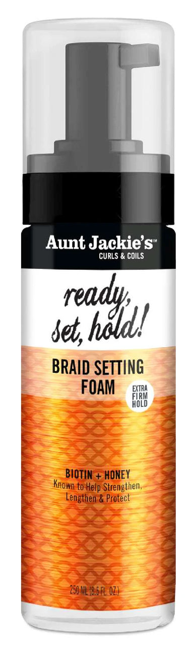 Aunt Jackie’s Curls & Coils Ready, Set, Hold! Braid Setting Foam (8.5 fl oz / 250 mL) - ANNS BEAUTY SUPPLY